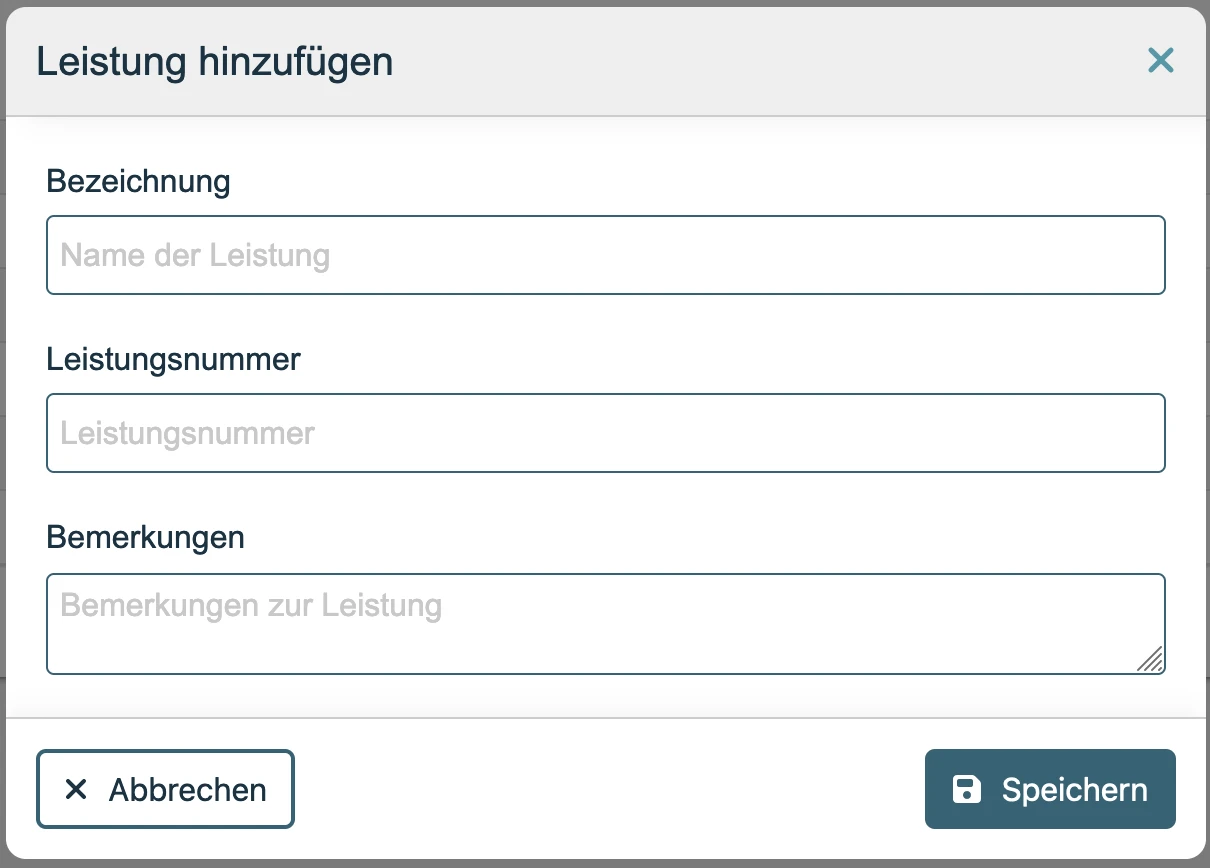 Anlegen einer Arbeitsleistung mit dem benutzerfreundlichen Formular