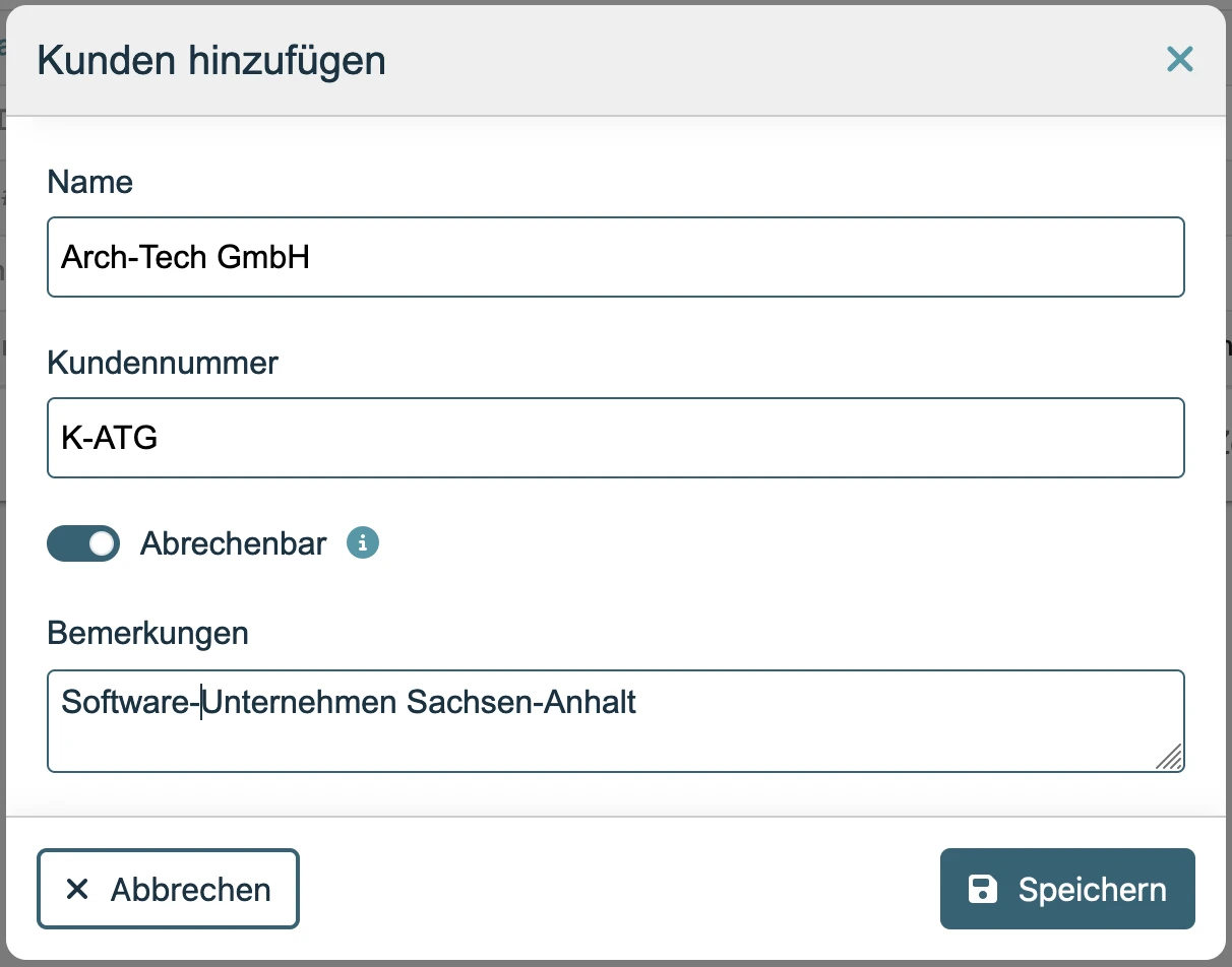 Anlegen eines Kunden mit einem benutzerfreundlichen Formular
