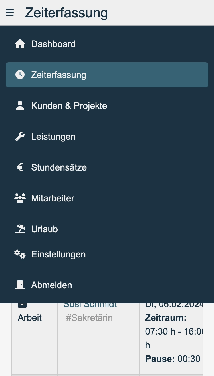 Mobile Zeiterfassung mit zeitICH