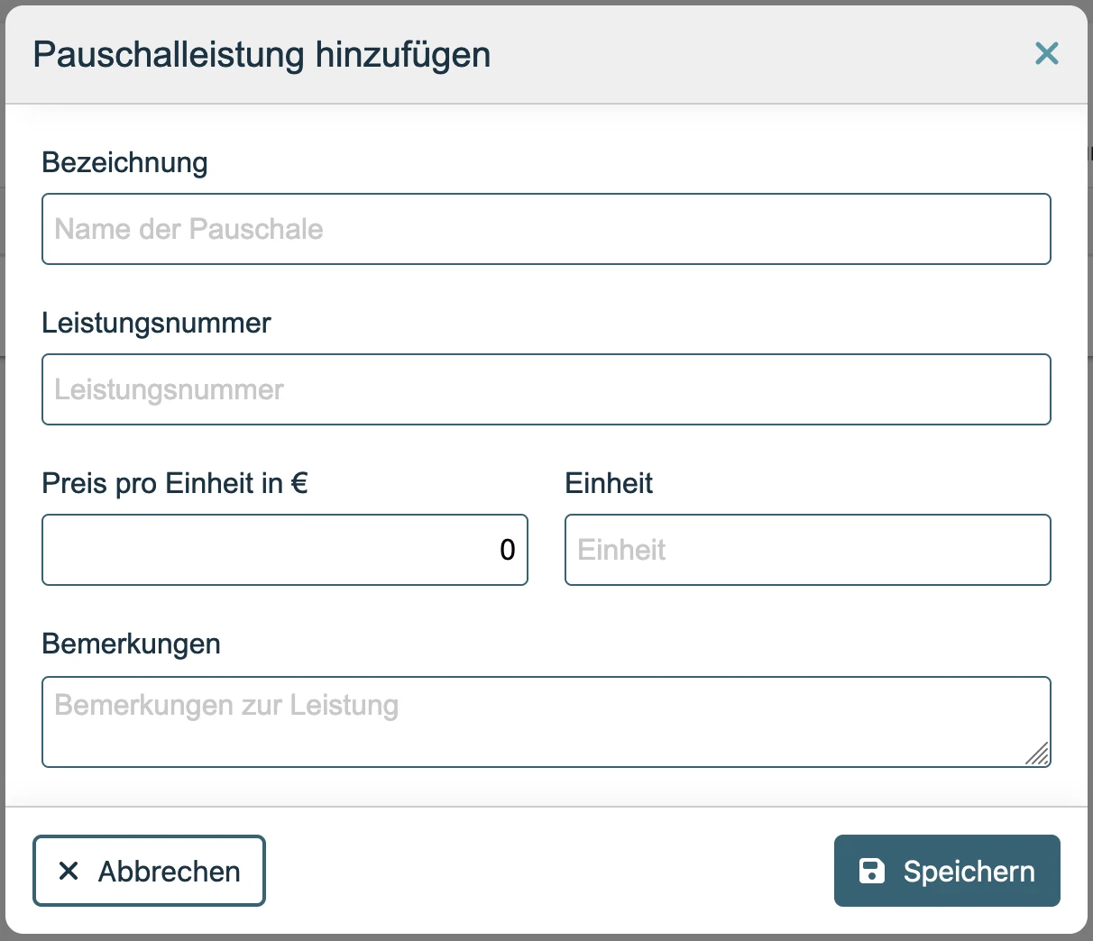 Benutzerfreundliches hinzufügen von Pauschalen